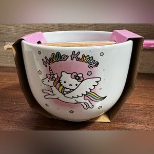 Super Cute 🥰 Hello kitty Unicorn 🦄 ceramic bowl with chopstick - NEW